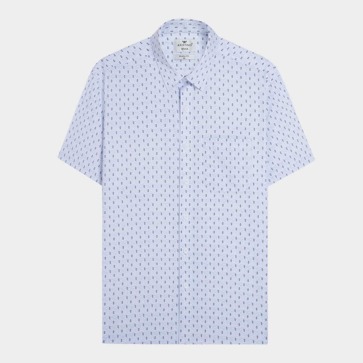 White blue pattern print
