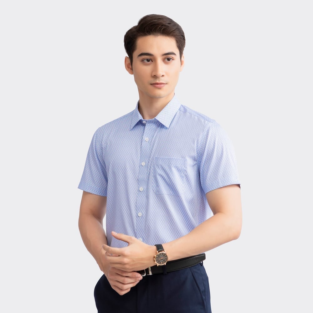 White blue pattern print