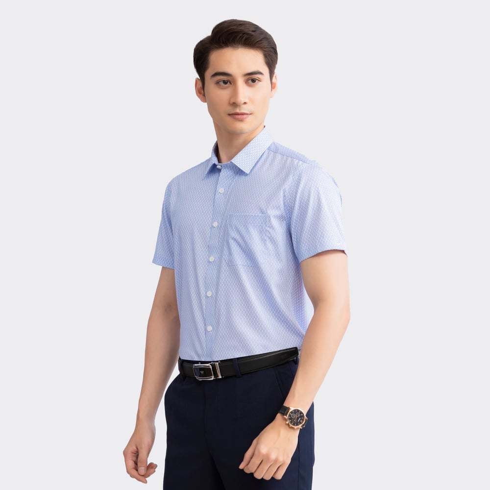 White blue pattern print