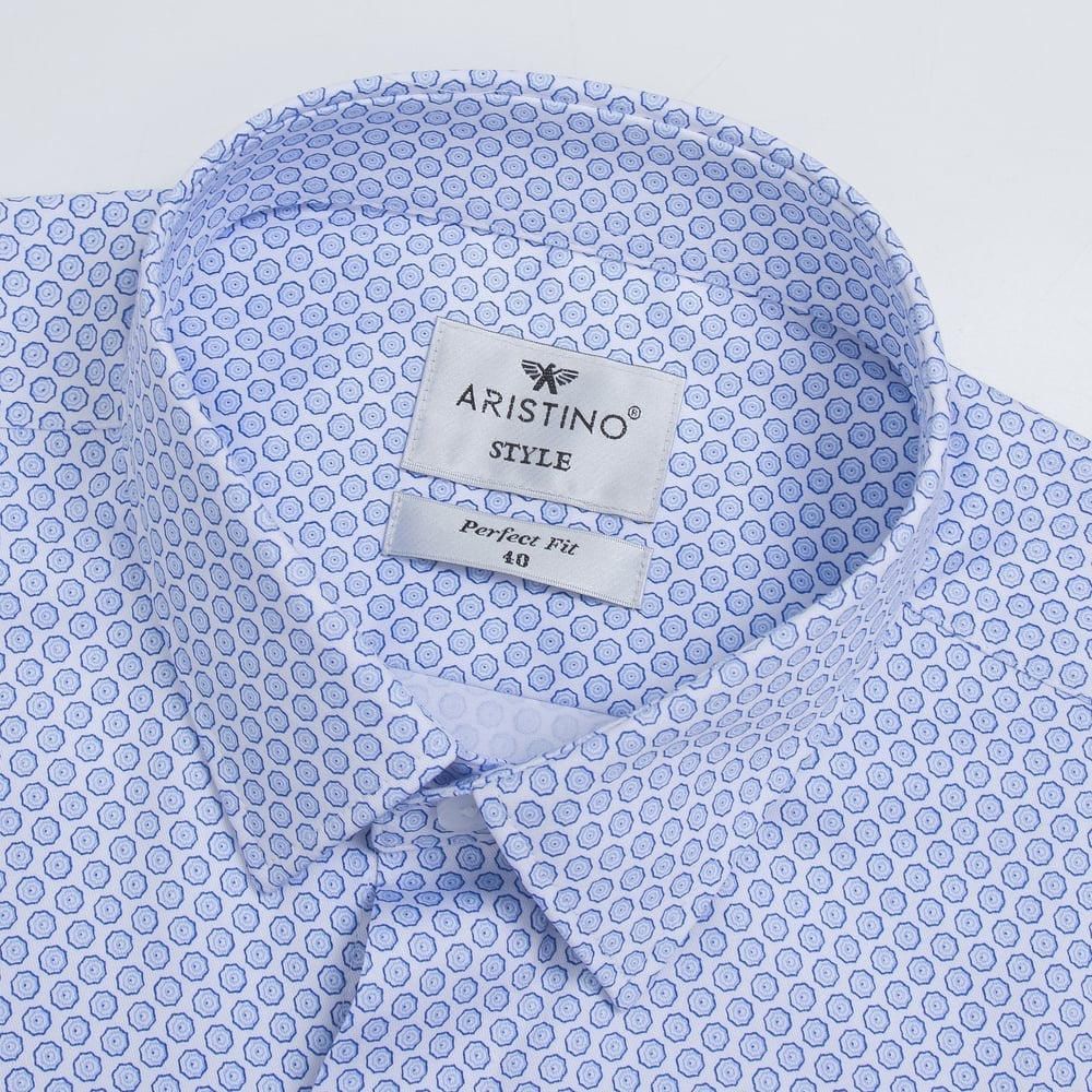 White blue pattern print