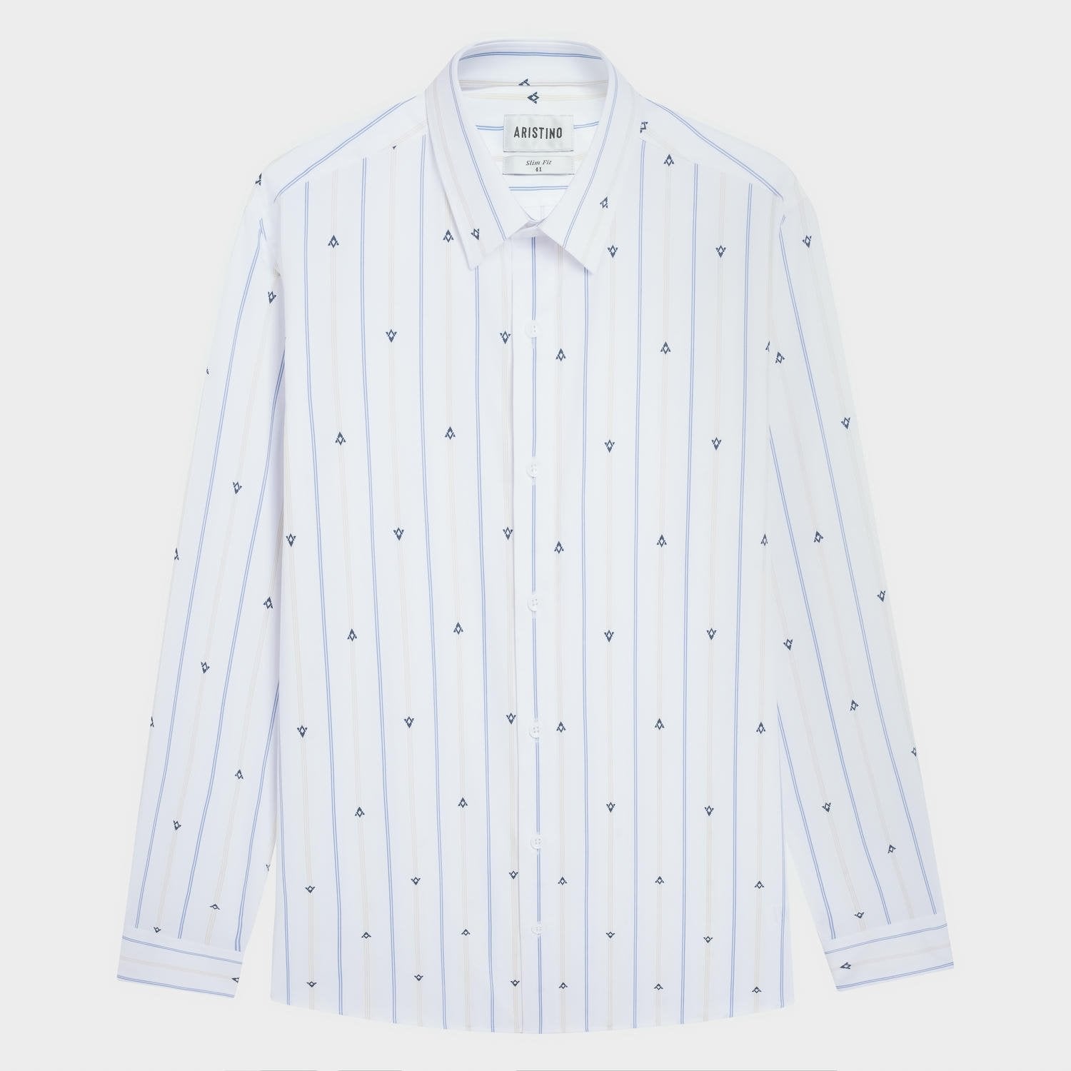 White blue yellow stripe print