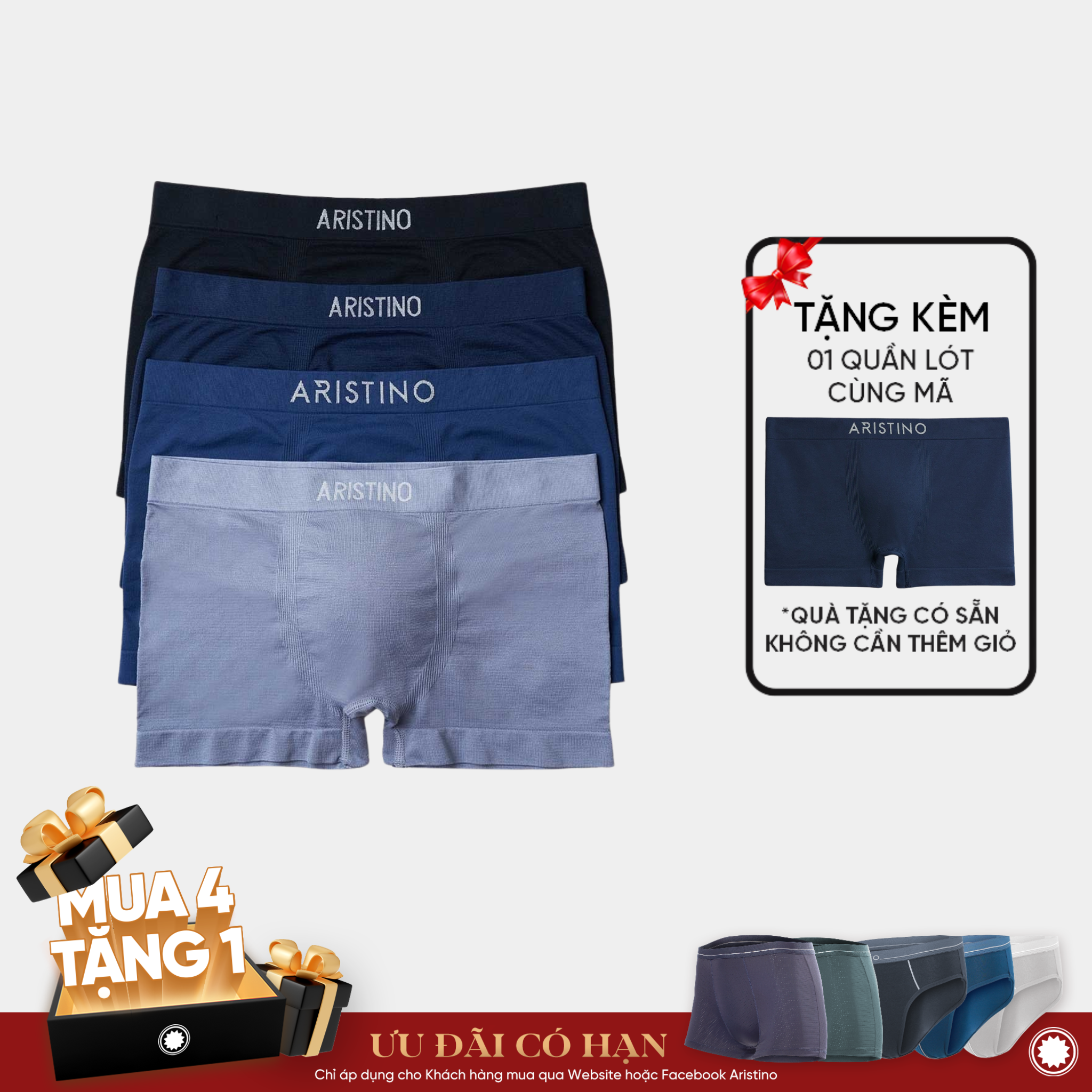 Quần boxer nam không đường may bằng polyamide ABX069 của Aristino