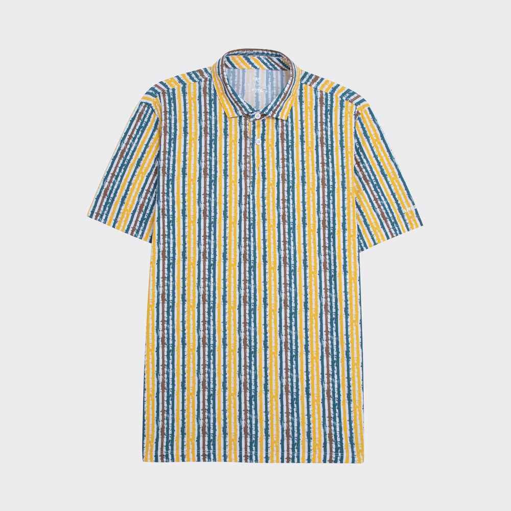 White yellow blue pattern print