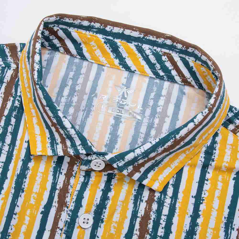 White yellow blue pattern print