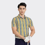 White yellow blue pattern print