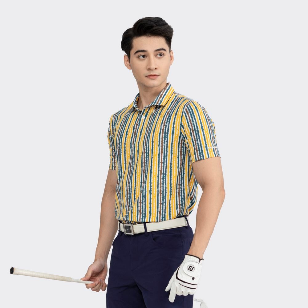 White yellow blue pattern print