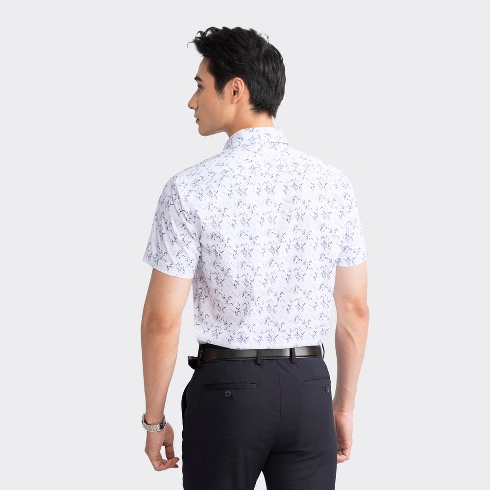 White blue pattern print