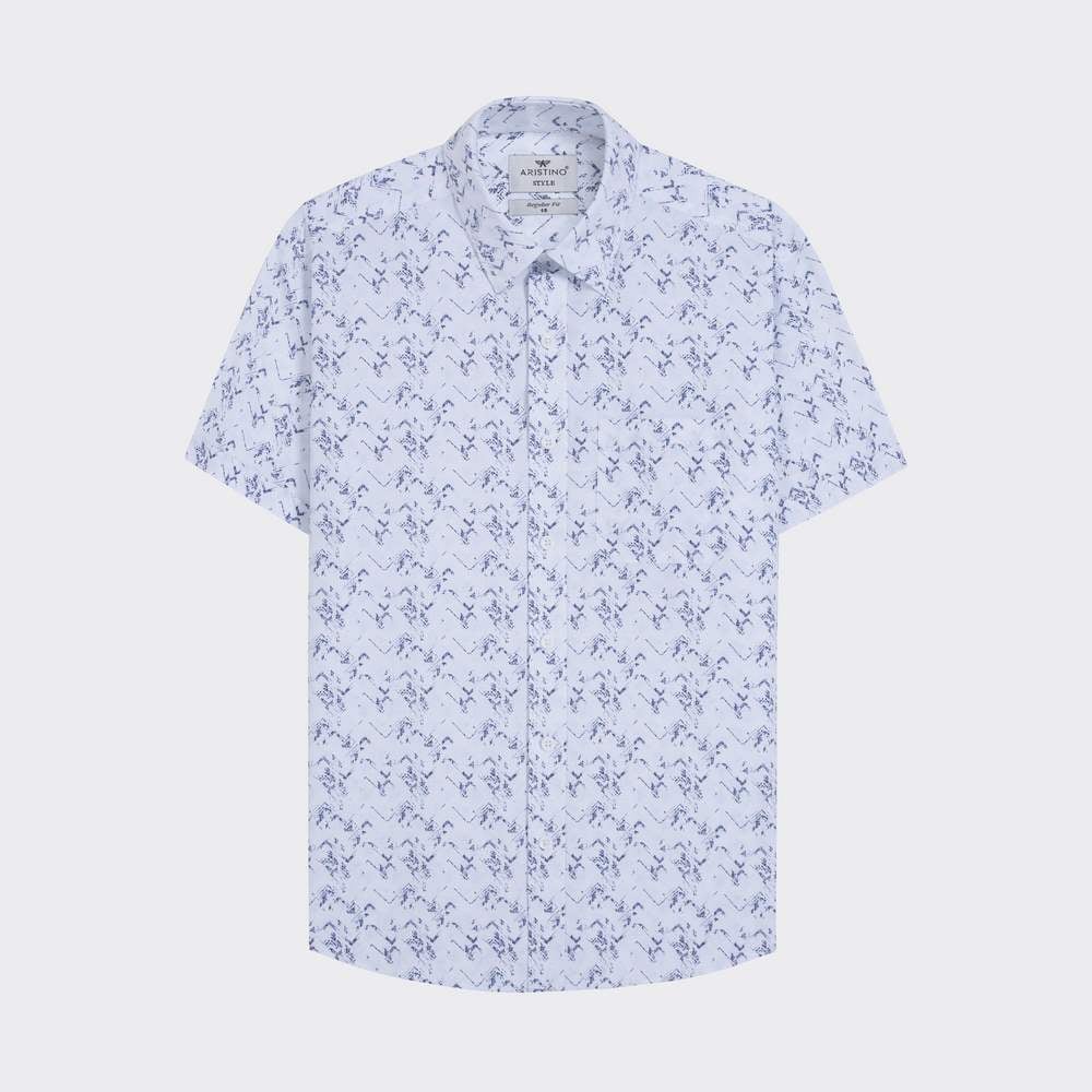 White blue pattern print