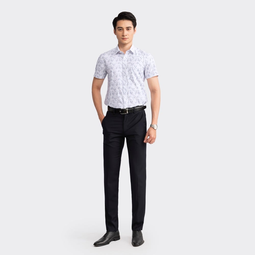 White blue pattern print