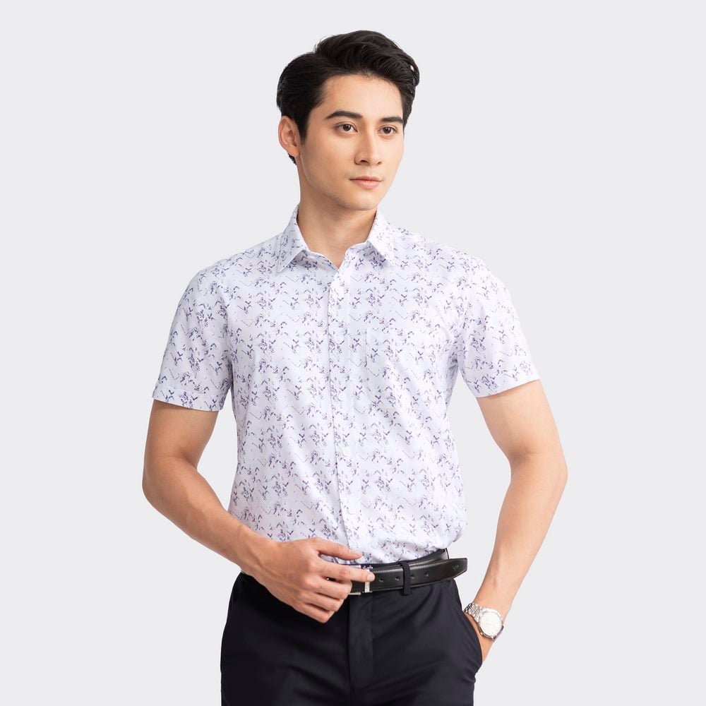 White blue pattern print