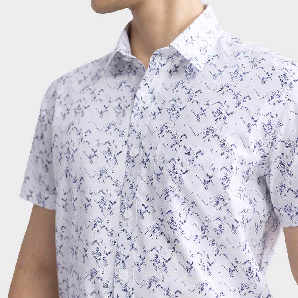 White blue pattern print