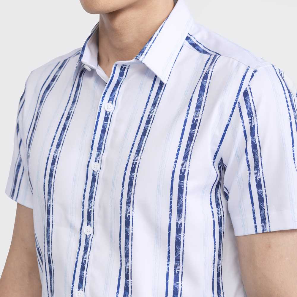 White blue stripe print
