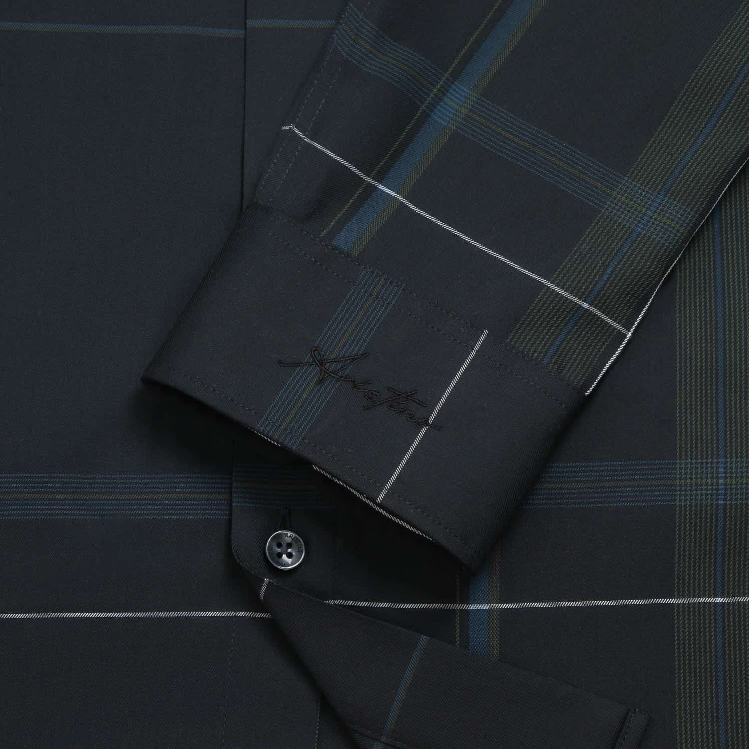 Navy blue moss green patterned stripe