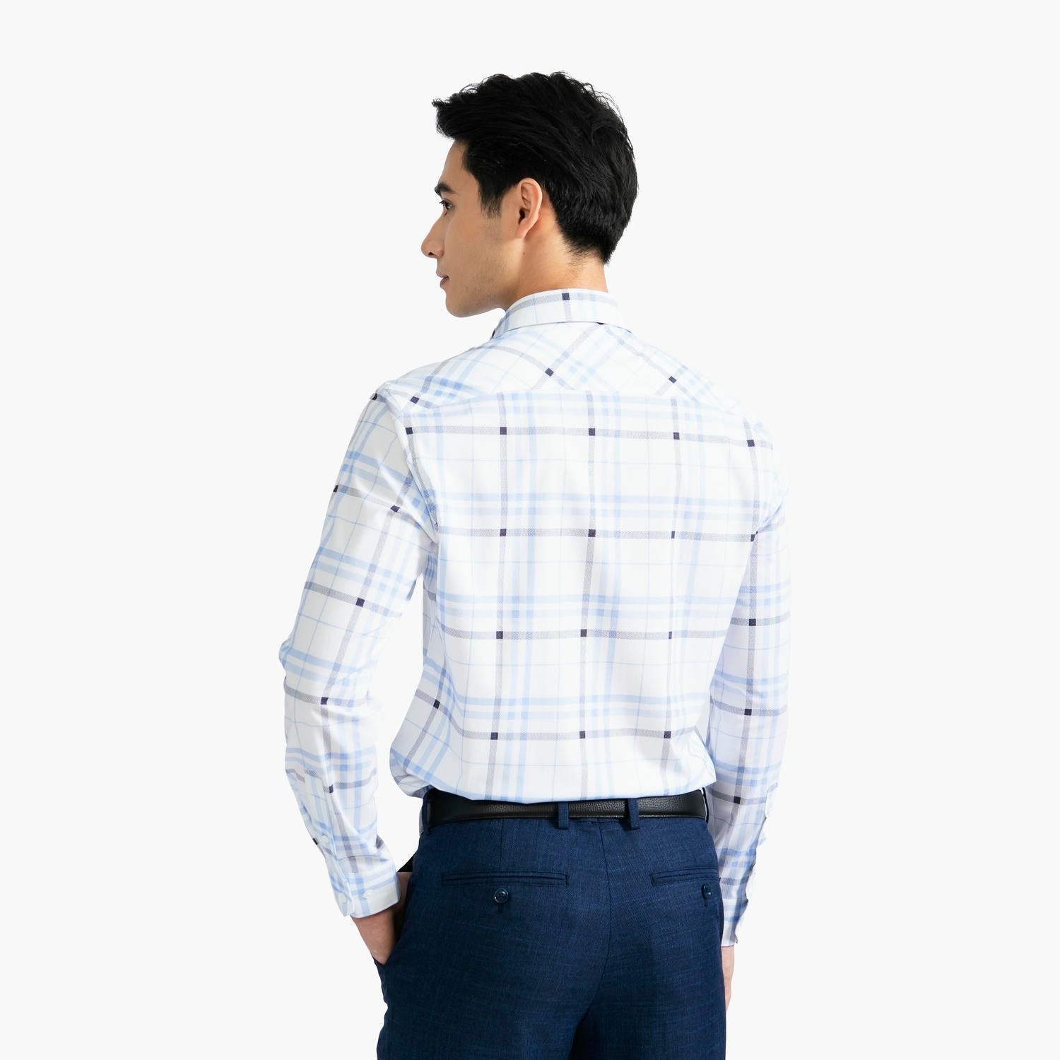 White black blue stripe print