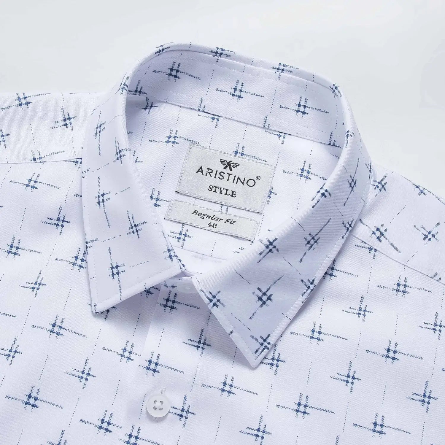 White blue pattern print