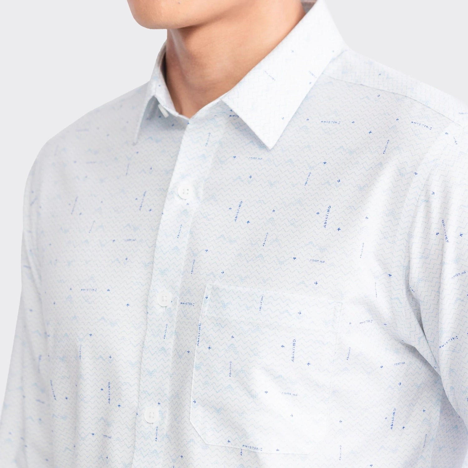 White blue star print