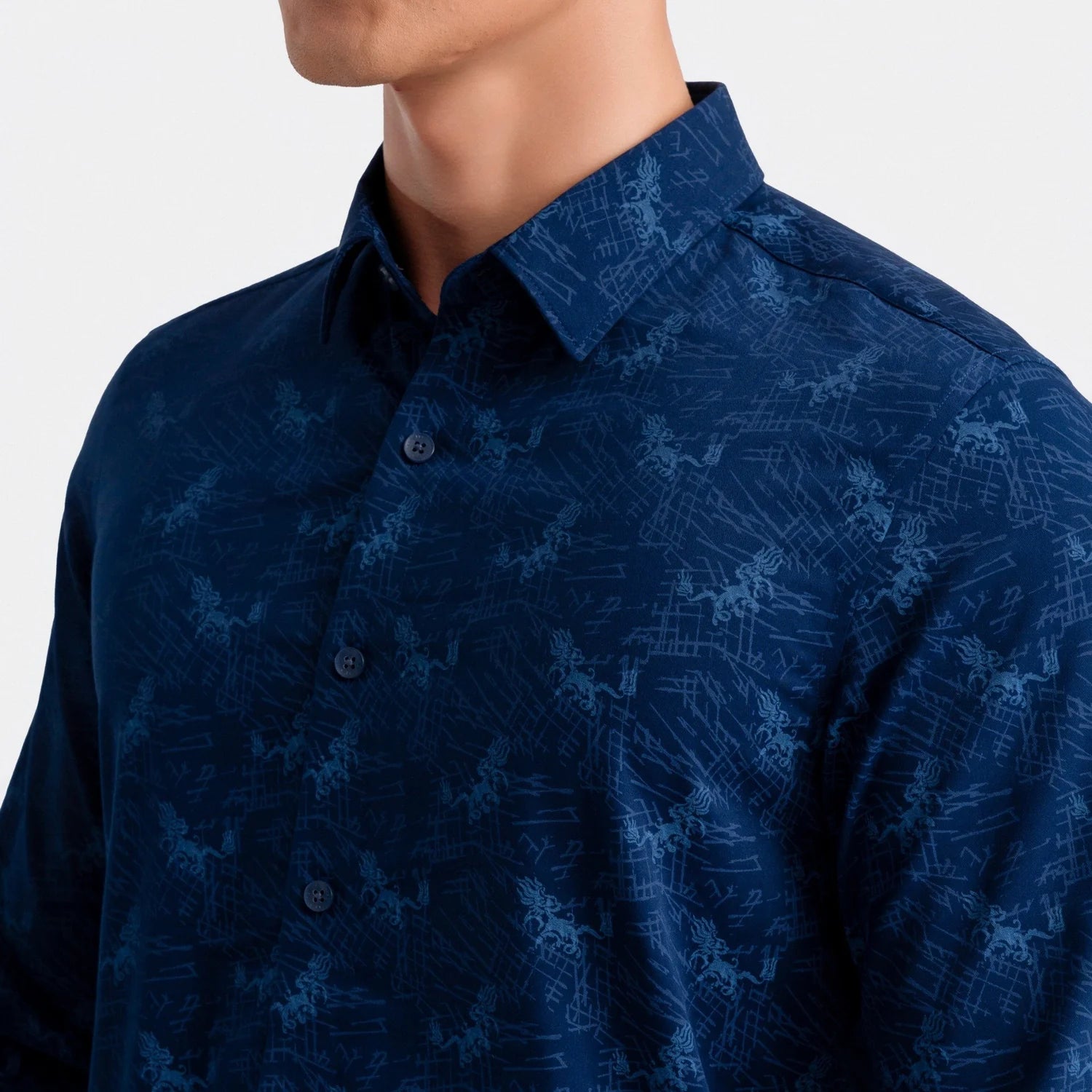 Navy blue patterned
