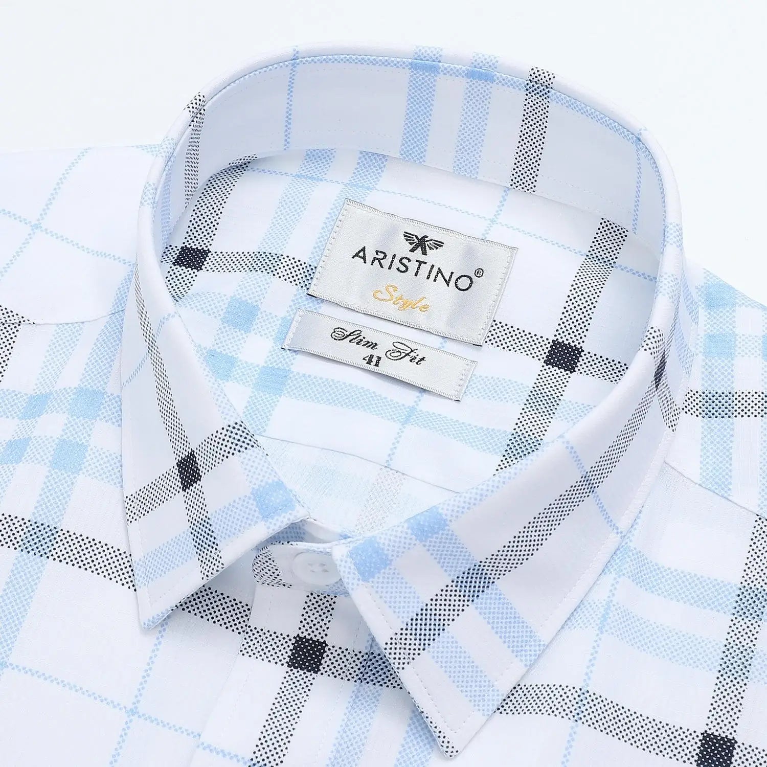 White black blue stripe print