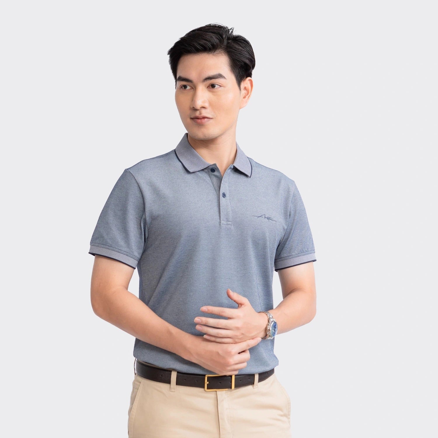 Navy blue 166 dobby weave