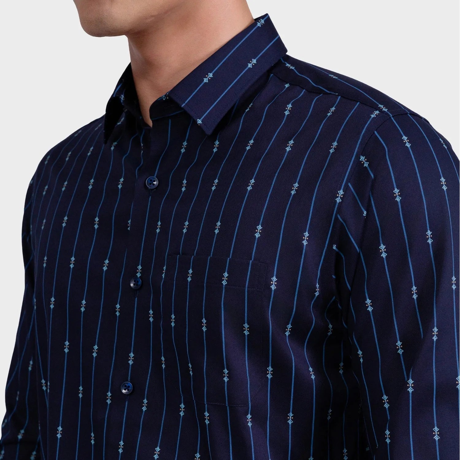 Navy blue striped