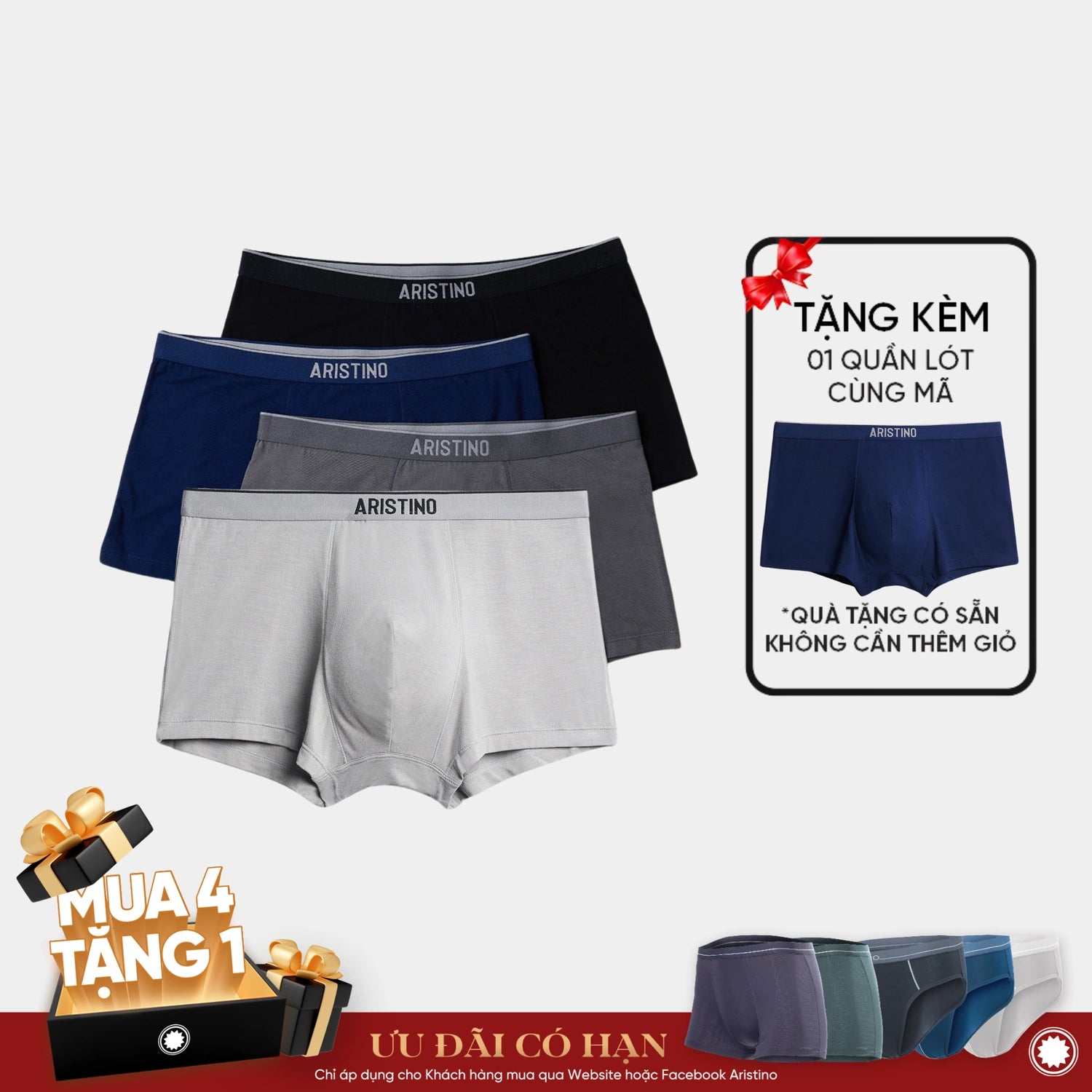 Quần boxer nam Aristino Bamboo ABX1605
