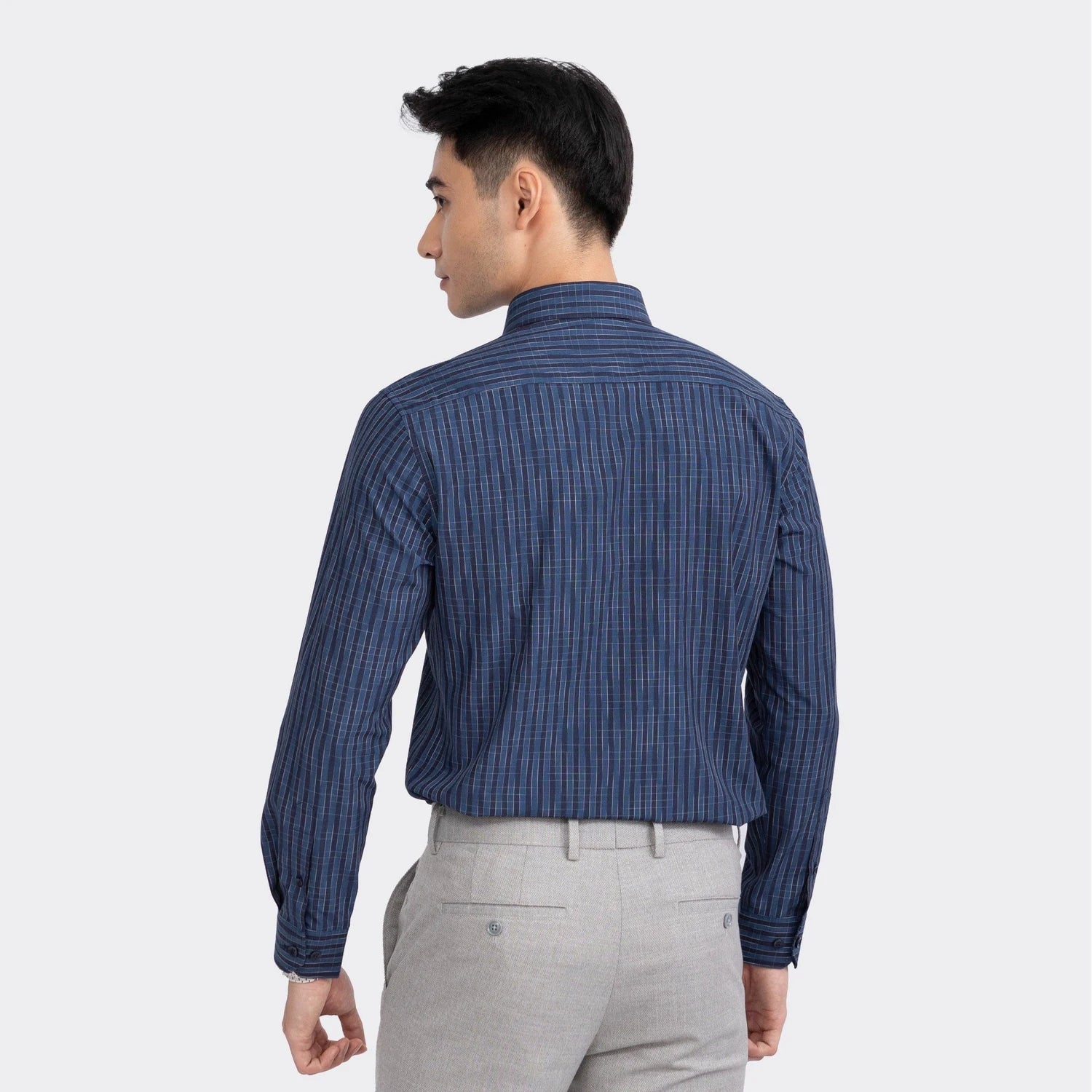 Navy blue striped Dobby