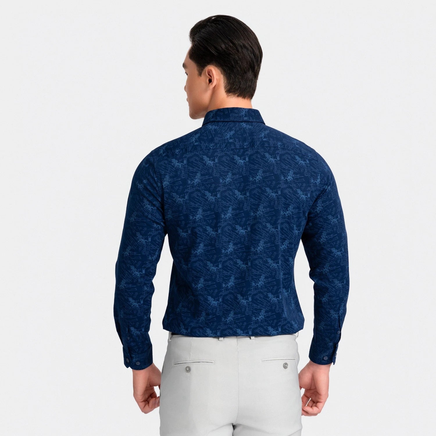 Navy blue patterned
