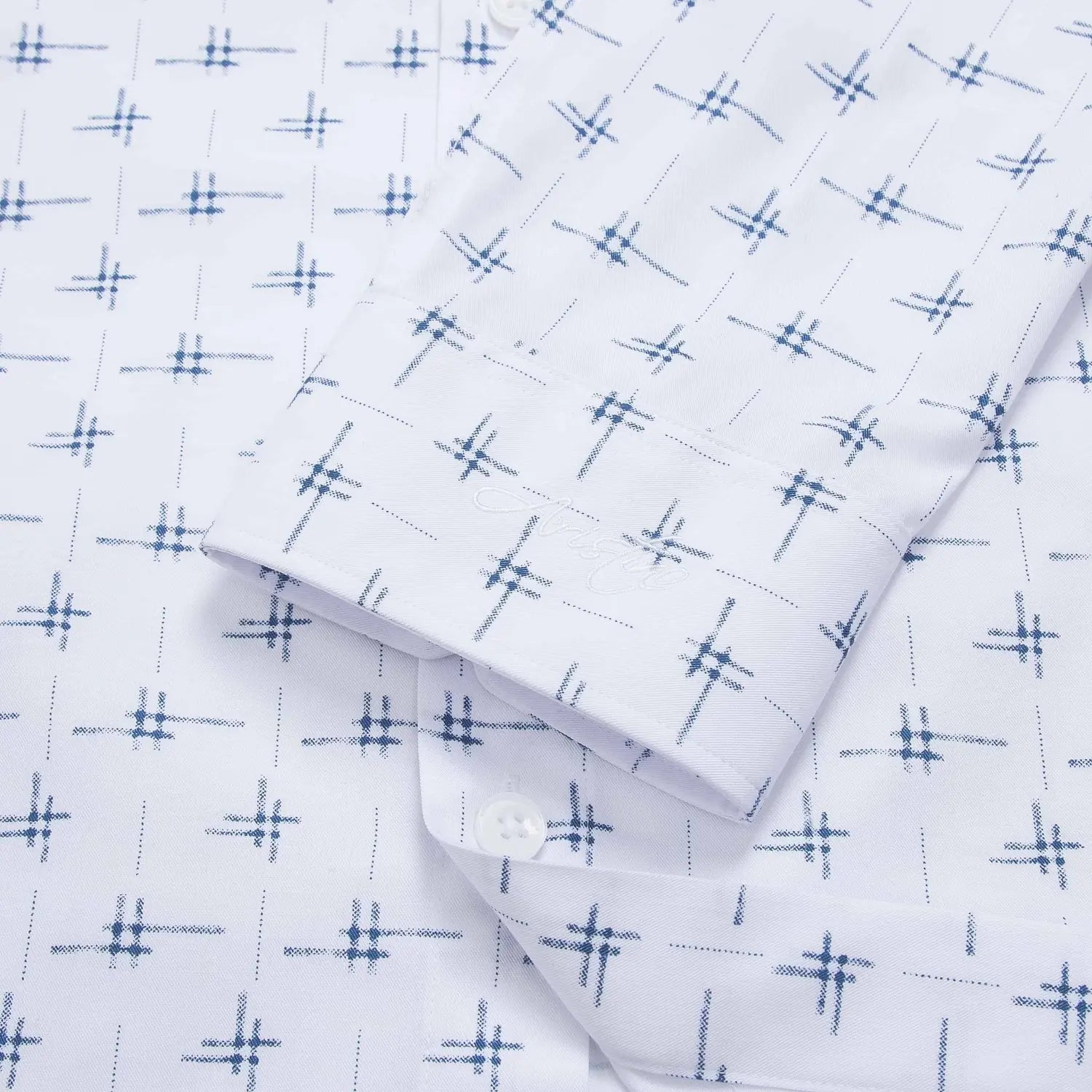 White blue pattern print