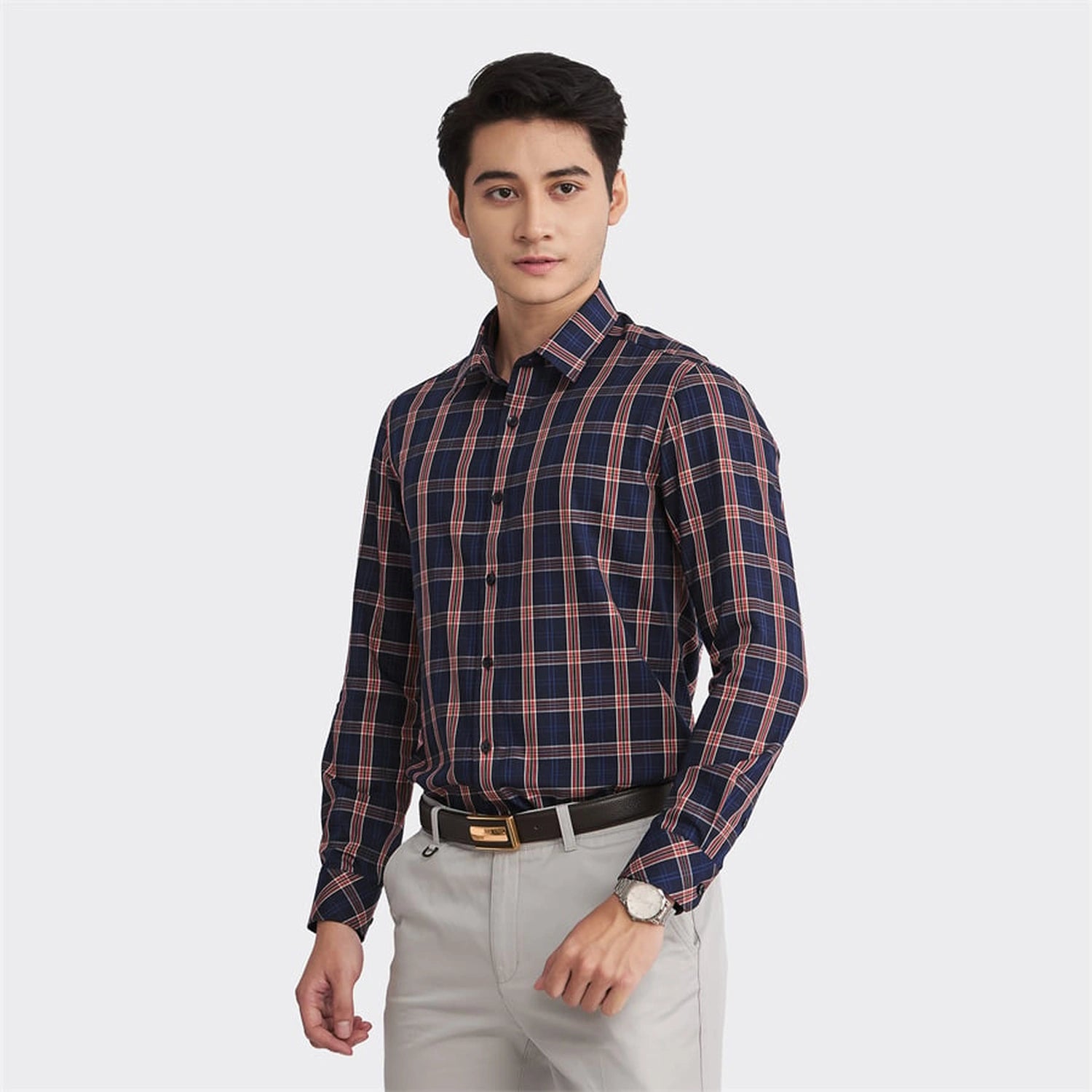 Navy blue orange stripe