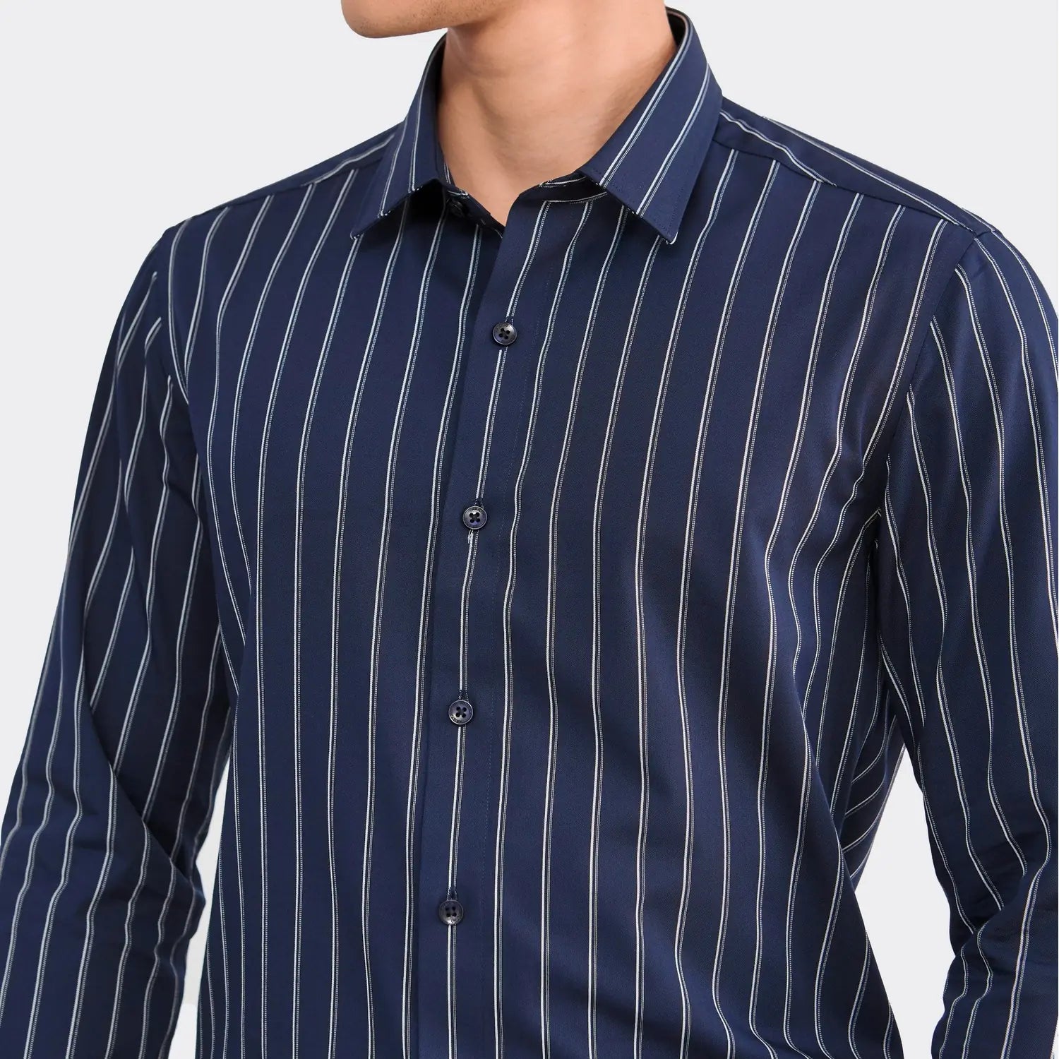 Navy blue striped