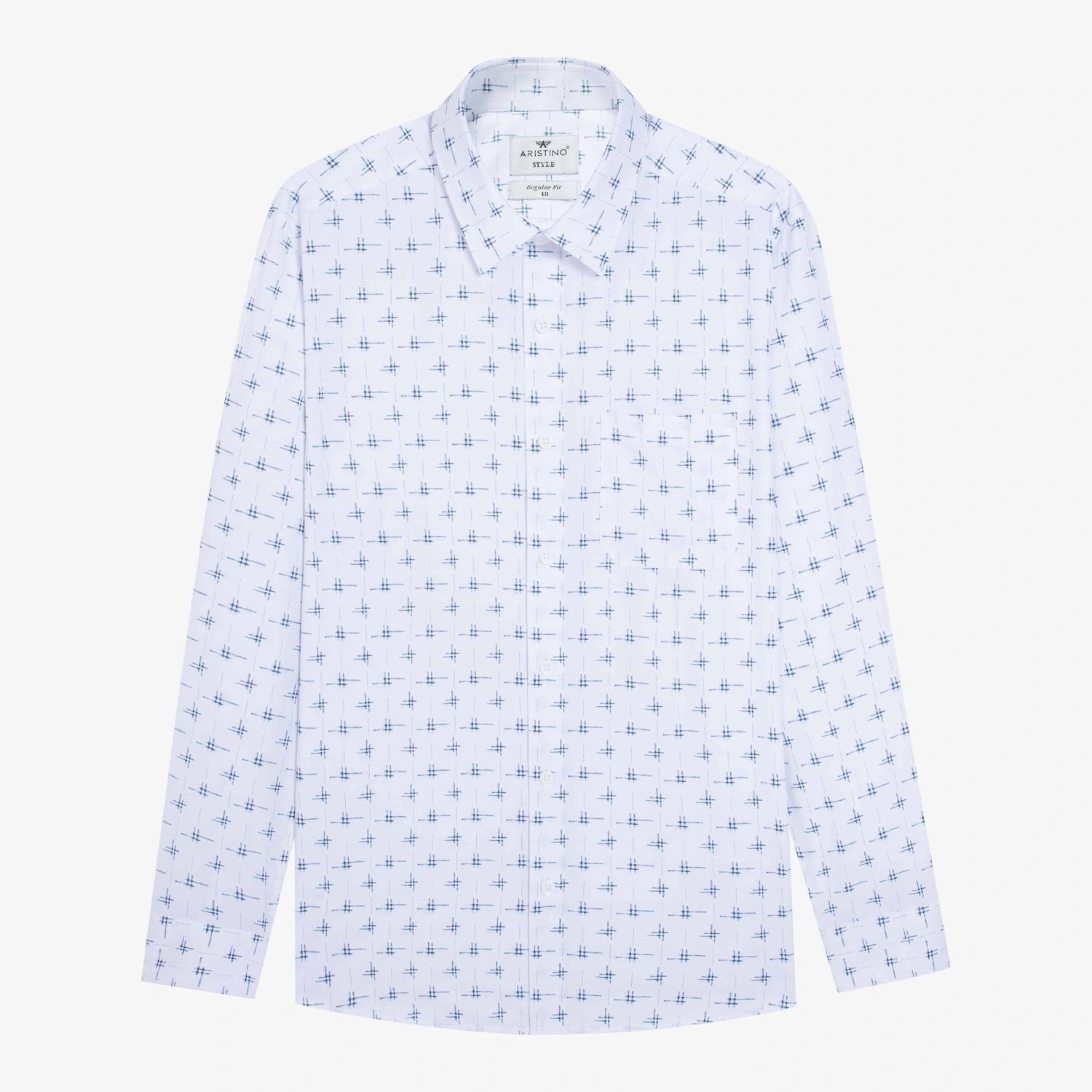 White blue pattern print