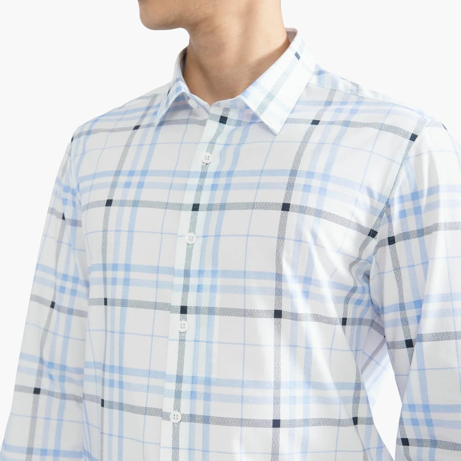 White black blue stripe print