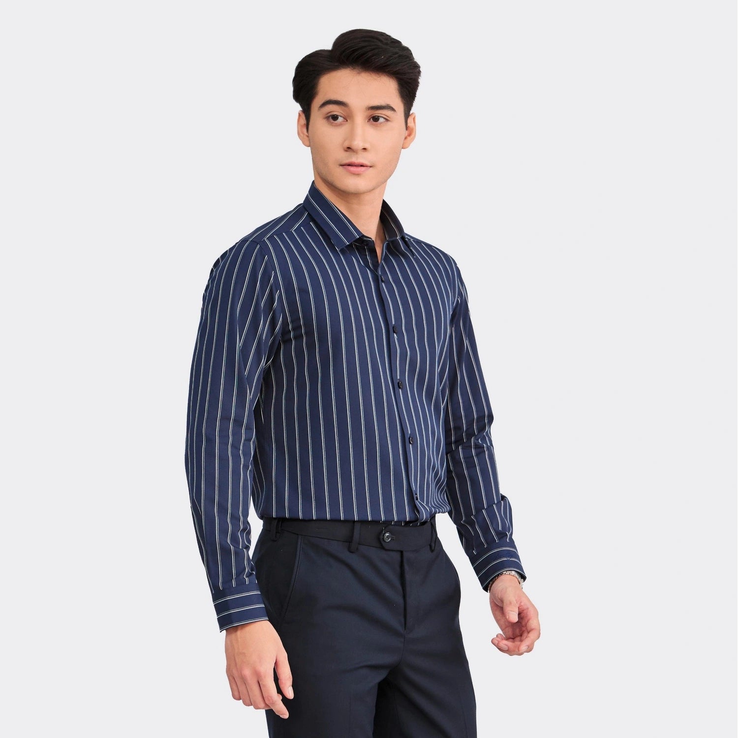 Navy blue striped