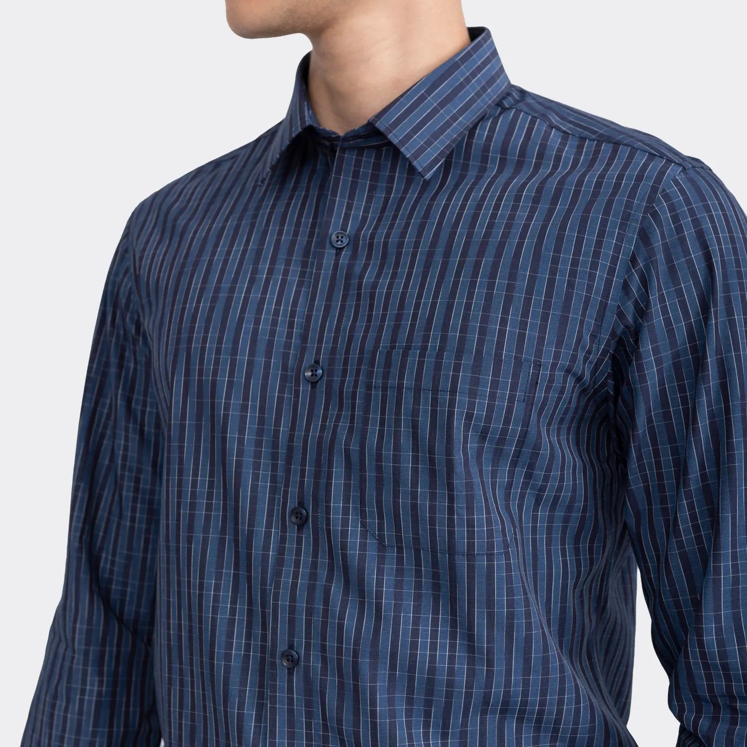 Navy blue striped Dobby