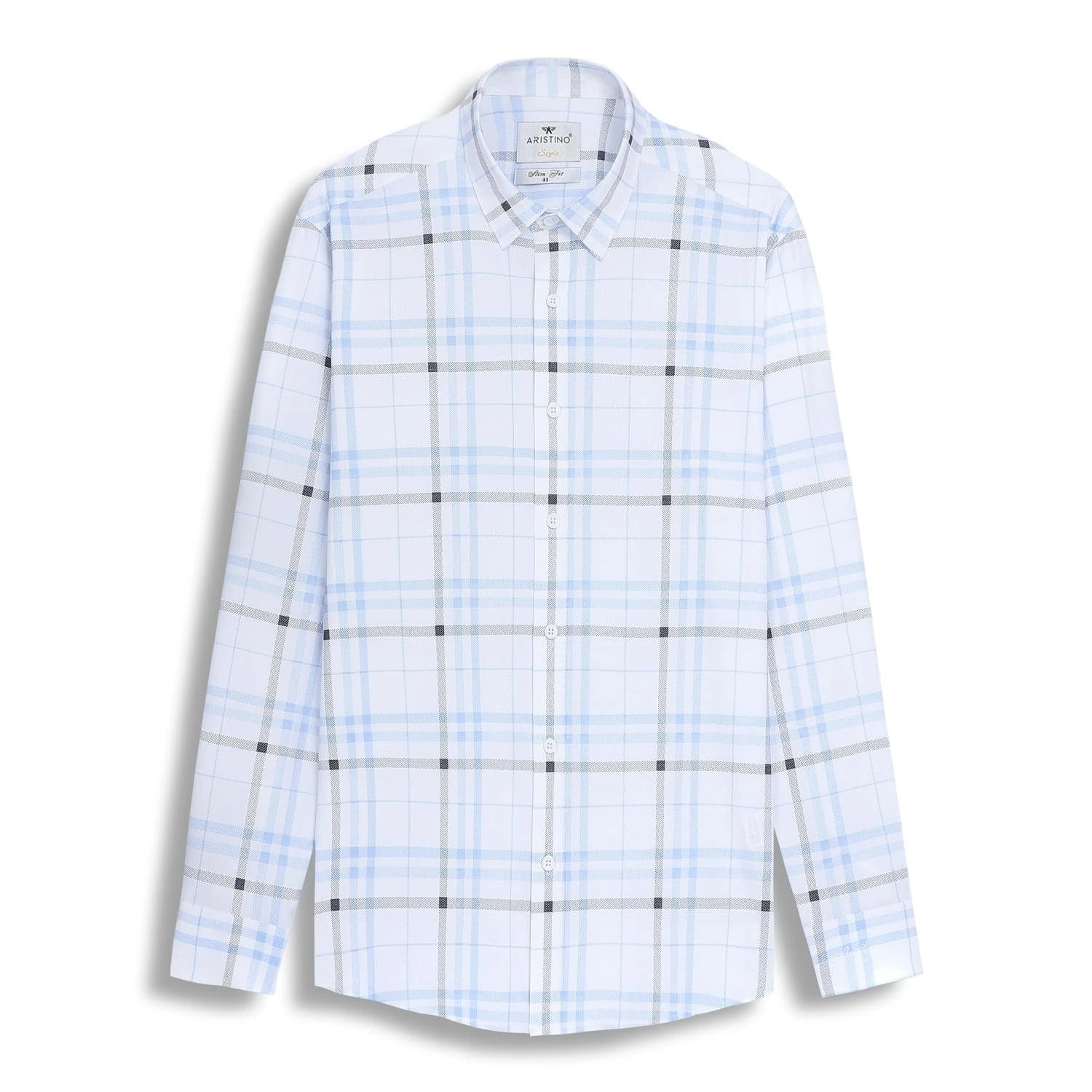 White black blue stripe print