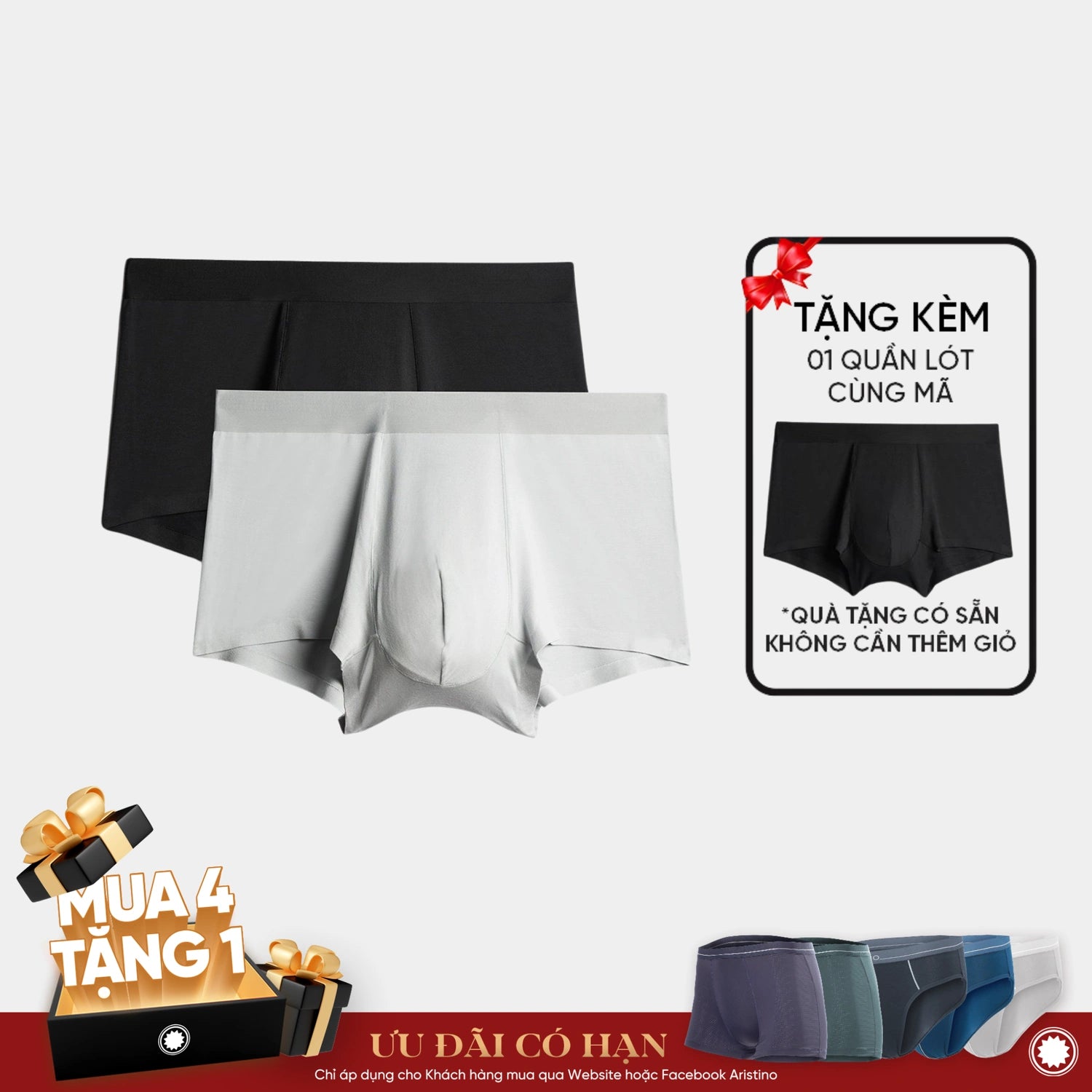 Quần lót boxer kỹ thuật không đường may dành cho nam Aristino ABX001